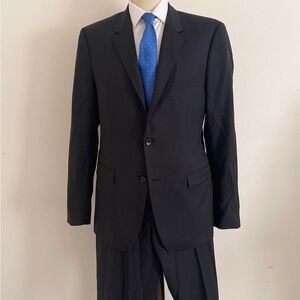 Armani Collezioni Black Suit with Blue Tie